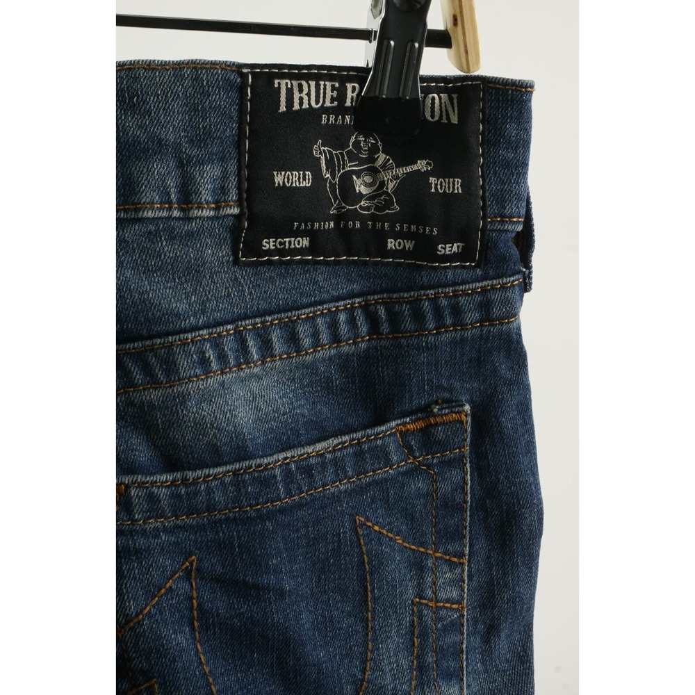 True Religion Rocco Relaxed Skinny Distressed Denim Men's 29 x 34 Blue Jeans - Picture 7 of 15